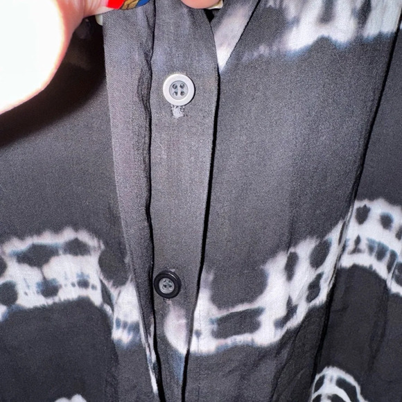 Bella Dahl Womens Cotton Tie Dye Striped Collared Buttoned Blouse Blue Size S - Picture 5 of 10